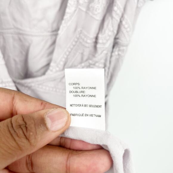 ASTR Womens Modest Embroidered Short Sleeve Tie Wrap Midi Dress‎ Size S Lavender - Picture 8 of 11